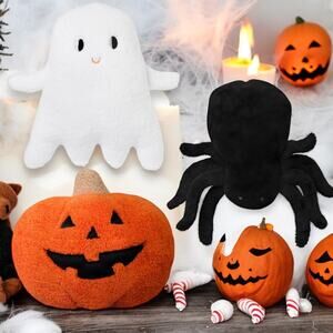 Lot of 3 New Halloween Hyde Eek Target Shaped Pillows Pumpkin Ghost Spider